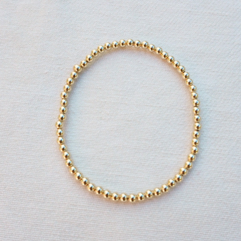 14K Gold 3mm Beads Bracelet