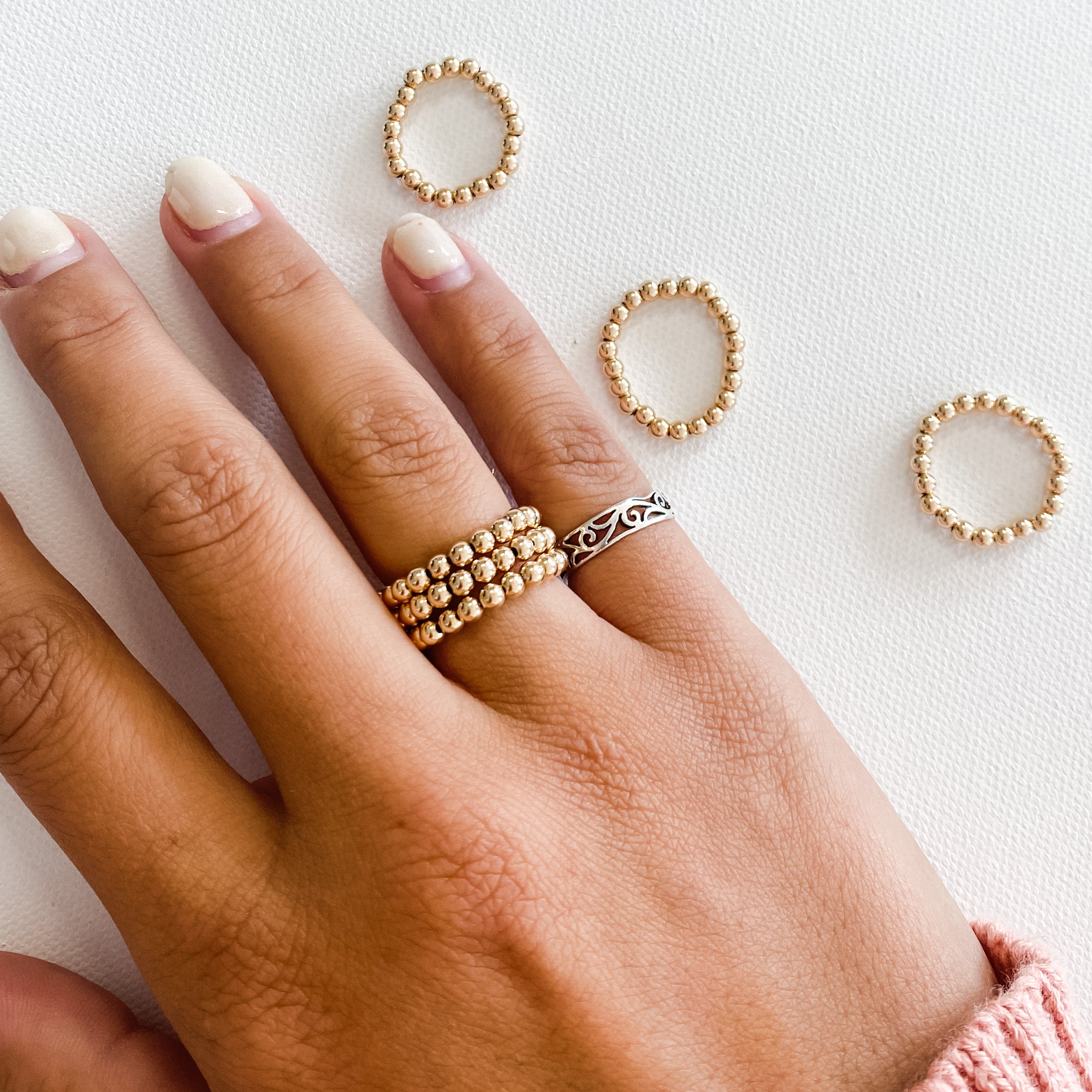 【TommassiniJewelry】Chanky Ball Beaded Stretchリング Bracelets — Store 2